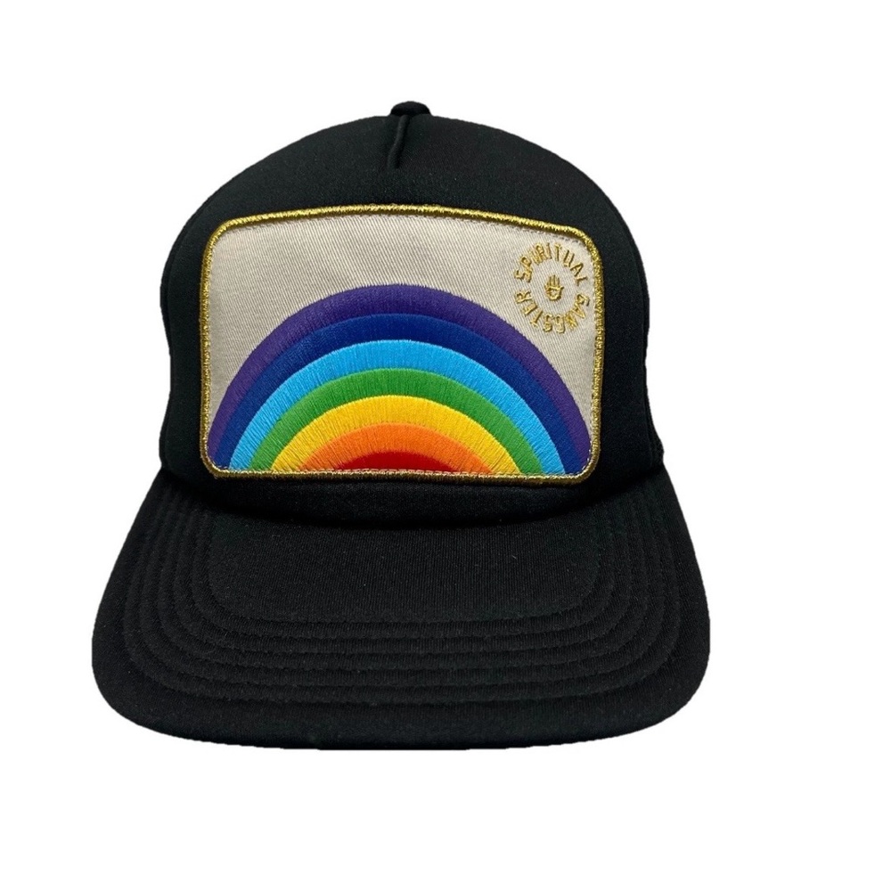 Spiritual Gangster Rainbow Trucker Hat Black Mesh Snapback OS - Picture 2 of 7